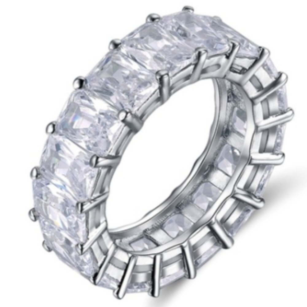 Stackable Eternity Wedding Ring Band Baguette Cut